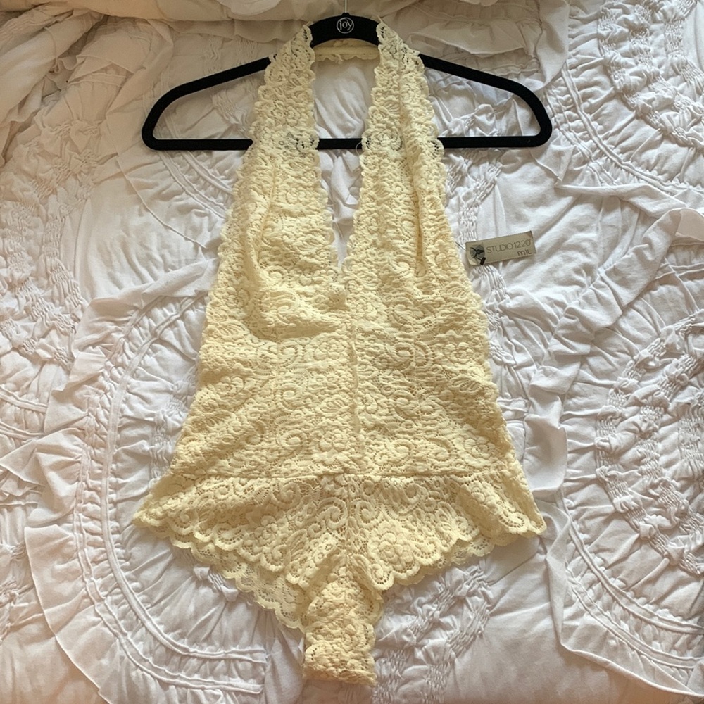 Backless halter bodysuit